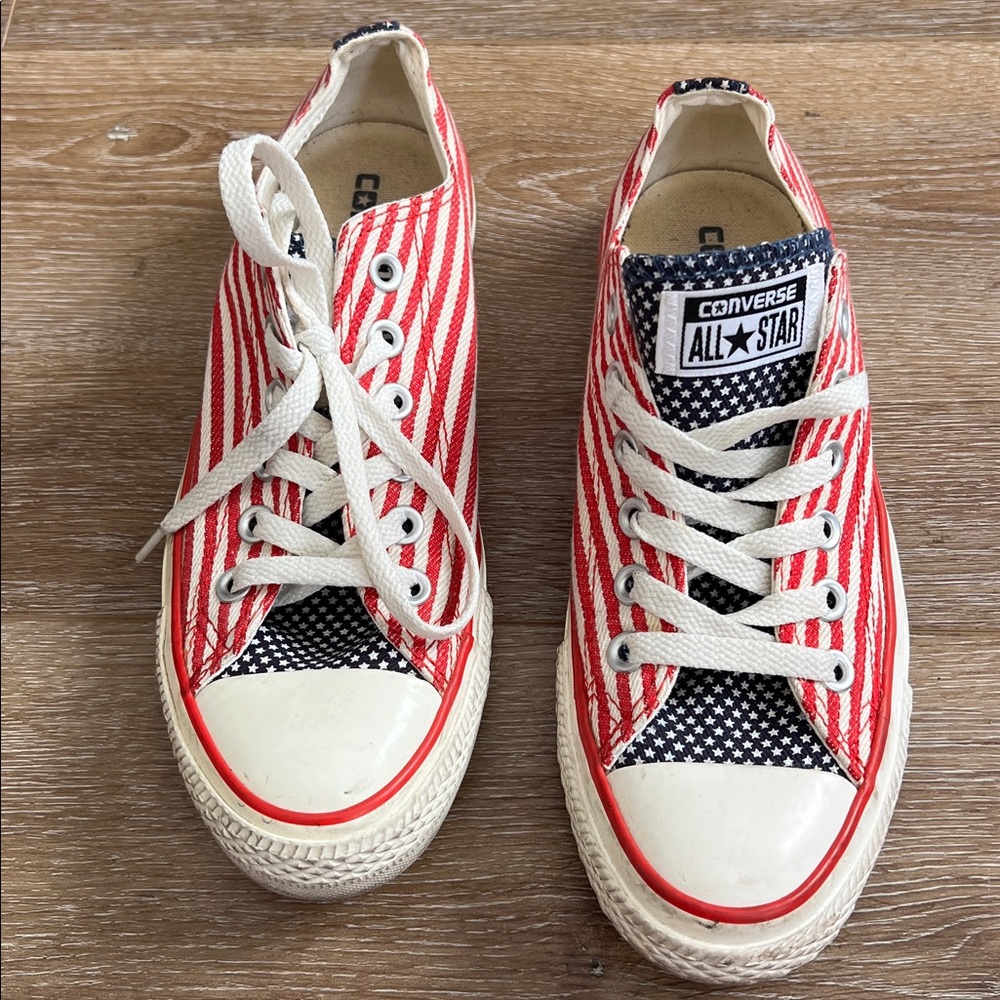 Converse Red and White Canvas Sneakers